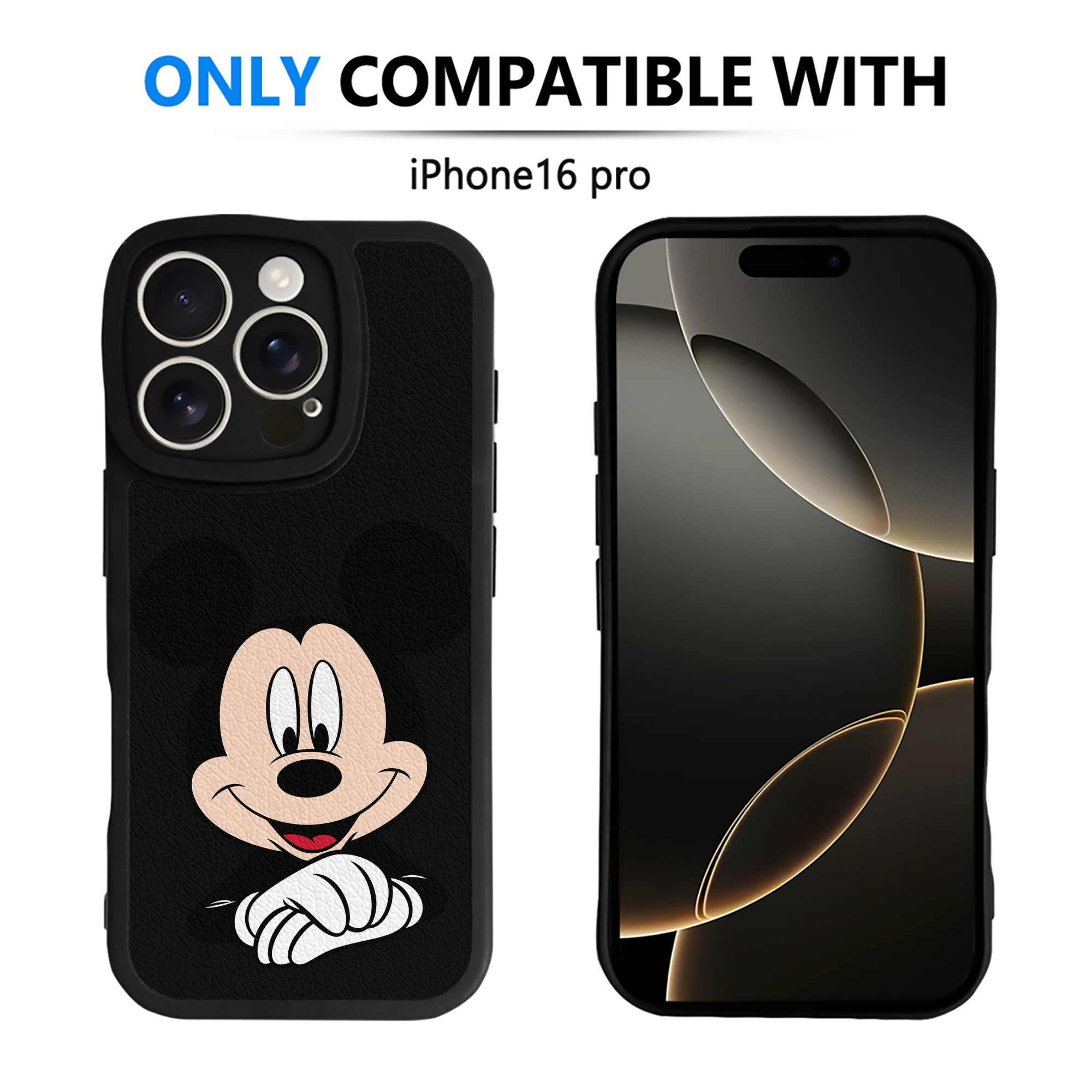 （画像用） ミッキーマウス Mickey Mouse 【iPhone 16シリーズ対応】シリコンスマホケース（レザー調） 材質：シリコン